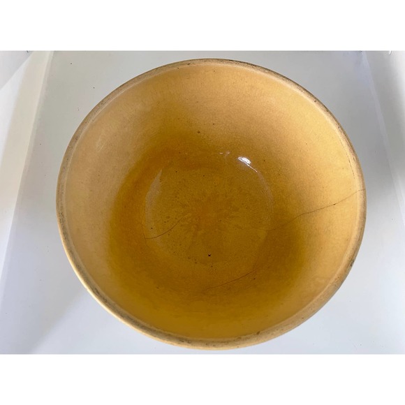Early Hull Pottery Utility Yellow Ware Blue Band 9" Mixing Bowl - Picture 6 of 7